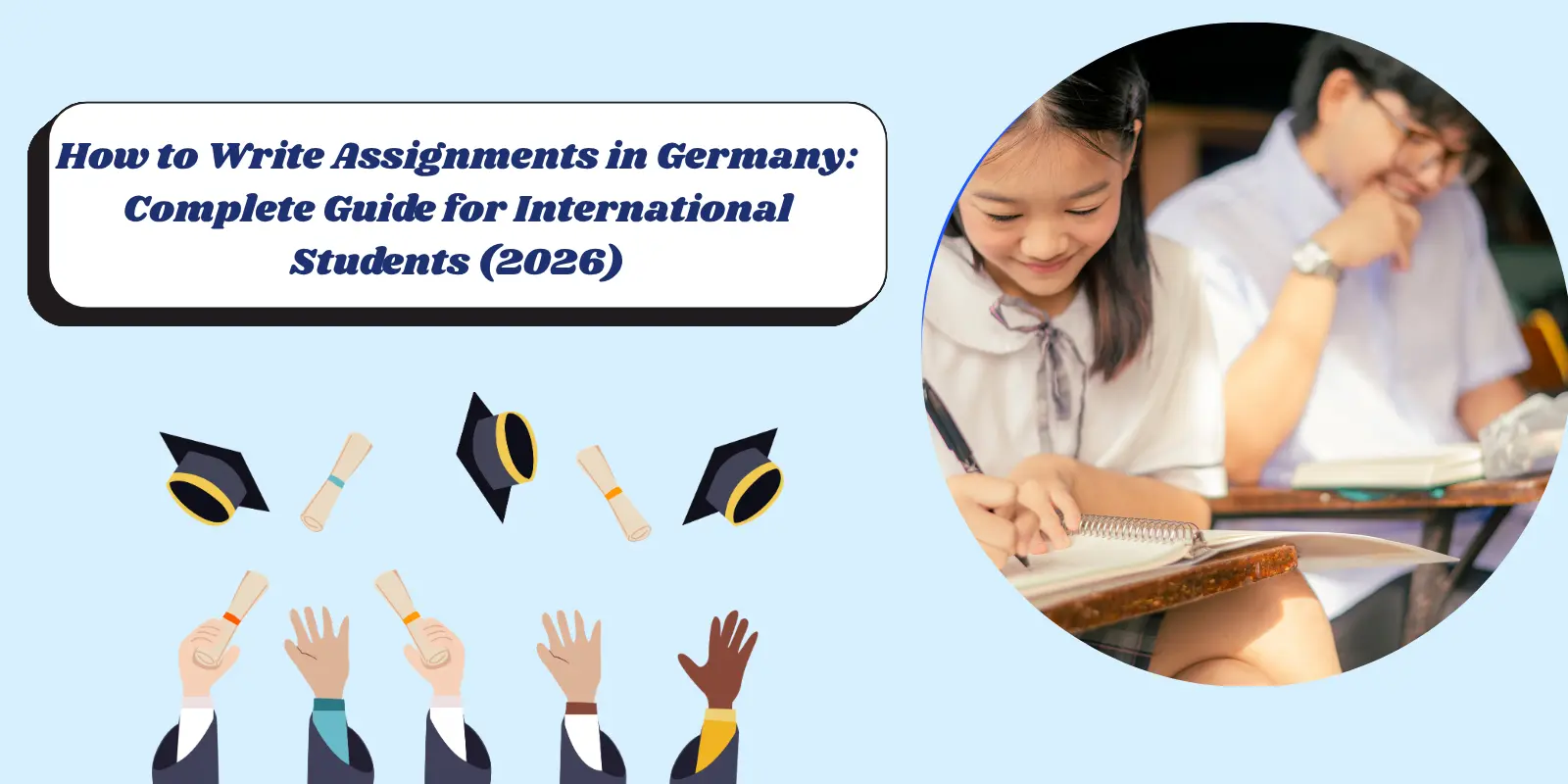 International students studying and writing assignments in Germany