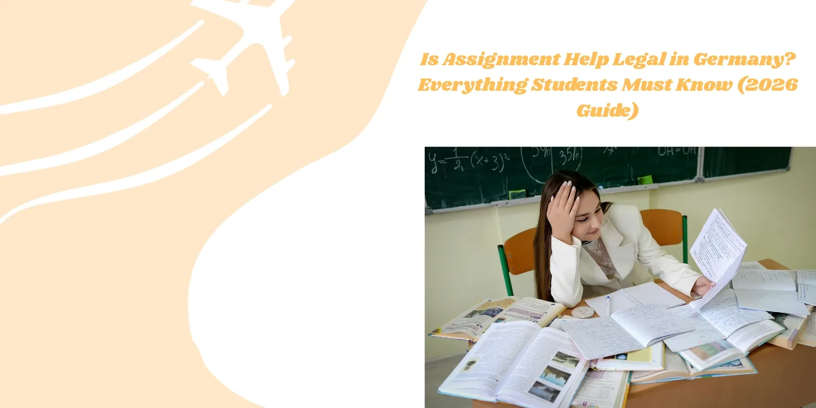 College student studying with books and papers feeling overwhelmed